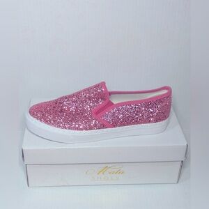 Pink Glitter Slip-On Shoes